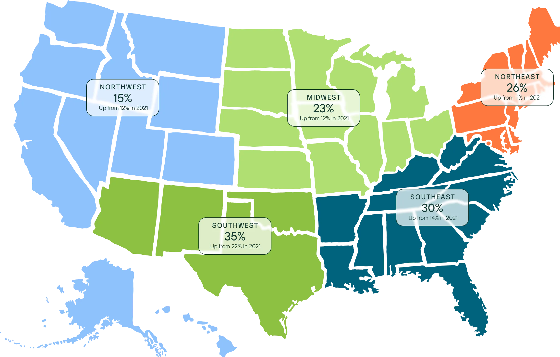 Map of the recycling rates of paper cans across the United States